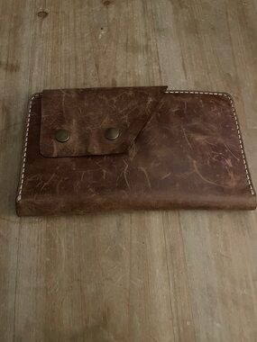 Vintage-Style Brown LeatherWomen/  Men  Wallet Clutch